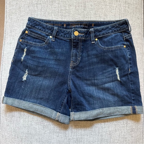 Jennifer Lopez Pants - Jennifer Lopez Dark Blue Distressed Jean Shorts Size 6 EUC